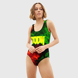 Купальник-боди 3D женский Doom Eternal fire, цвет: 3D-принт — фото 2