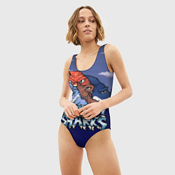 Купальник-боди 3D женский Уличные акулы, цвет: 3D-принт — фото 2