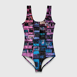 Купальник-боди 3D женский Панельки мультяшные паттерн-текстура, цвет: 3D-принт