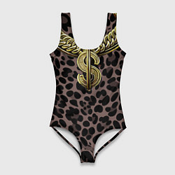 Купальник-боди 3D женский Костюм богача с золотой цепью, цвет: 3D-принт