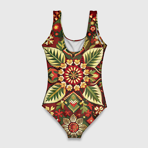 Женский купальник-боди Русские классические узоры и орнамент / 3D-принт – фото 2