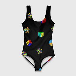 Купальник-боди 3D женский Много кубик рубика, цвет: 3D-принт