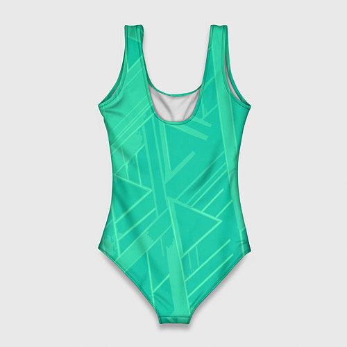 Женский купальник-боди Мятный зелёный однотонный геометричный / 3D-принт – фото 2