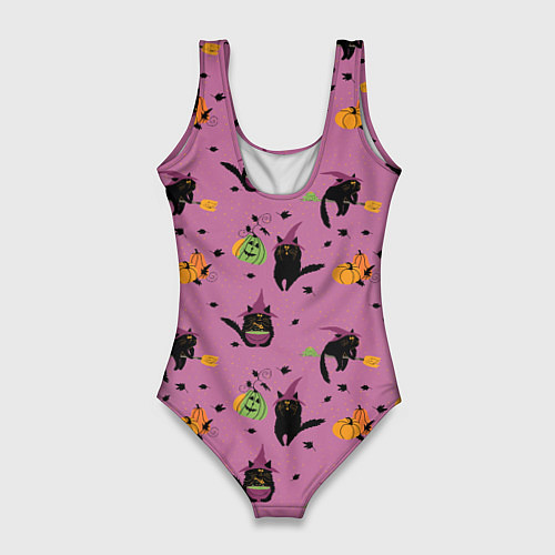 Женский купальник-боди Хэллоуин и кот ведьмы / 3D-принт – фото 2