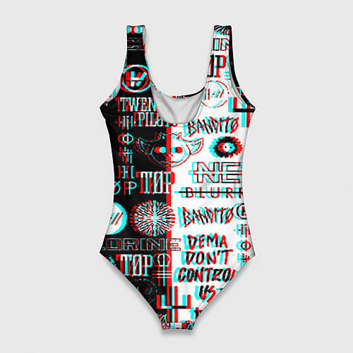 Женский купальник-боди Twenty one pilots glitch pattern / 3D-принт – фото 2