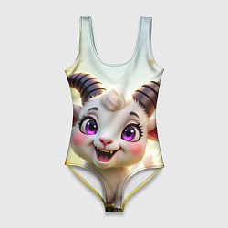 Женский купальник-боди Козлёнок на лугу