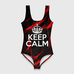 Женский купальник-боди Keep calm flame red