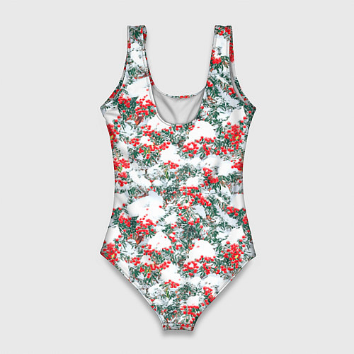 Женский купальник-боди Ветки рябины в снегу / 3D-принт – фото 2
