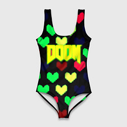 Женский купальник-боди Doom кислотные сердца