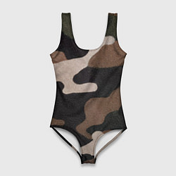 Купальник-боди 3D женский Армейский камуфляж, цвет: 3D-принт