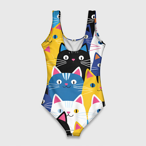 Женский купальник-боди Много цветных котиков / 3D-принт – фото 2