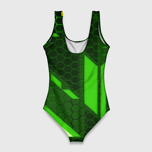 Женский купальник-боди Doom geometry green / 3D-принт – фото 2