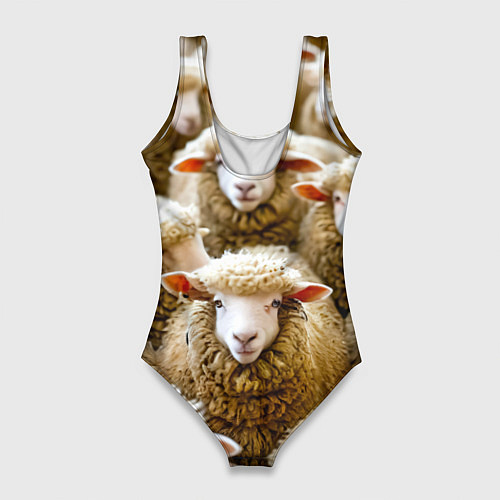 Женский купальник-боди Стадо овец / 3D-принт – фото 2