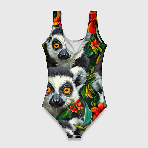 Женский купальник-боди Лемуры / 3D-принт – фото 2