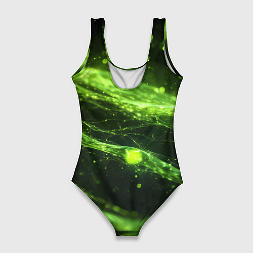 Женский купальник-боди Текстура зеленая жидкость / 3D-принт – фото 2