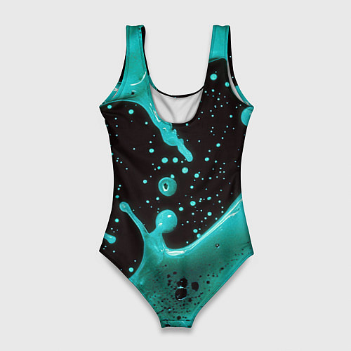 Женский купальник-боди Голубая краска и капли / 3D-принт – фото 2