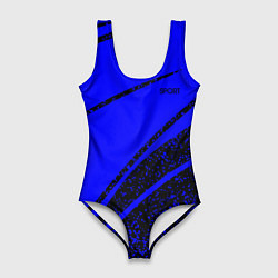 Женский купальник-боди Sport чёрно-синий ультрамарин в крапинку