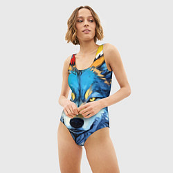 Купальник-боди 3D женский Волк яркий арт, цвет: 3D-принт — фото 2