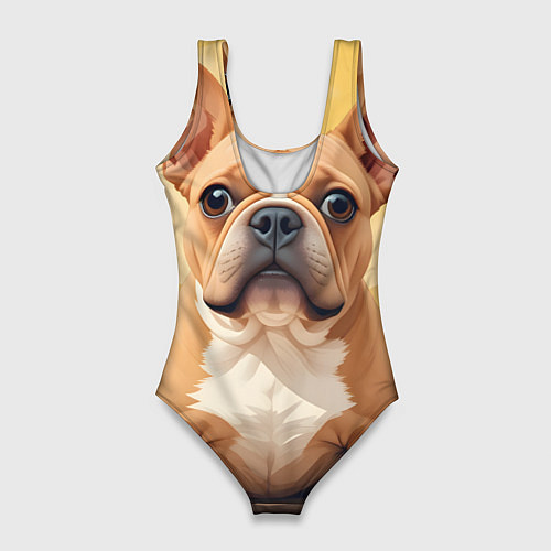 Женский купальник-боди Бульдог и пальмы / 3D-принт – фото 2