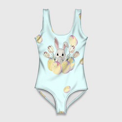 Женский купальник-боди Кролик радостный с яйцами