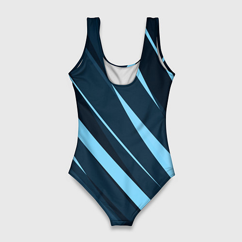 Женский купальник-боди Тёмный бирюзовый контрастные полосы / 3D-принт – фото 2