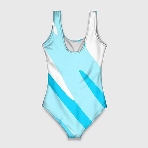 Женский купальник-боди Белый с голубым абстракция / 3D-принт – фото 2