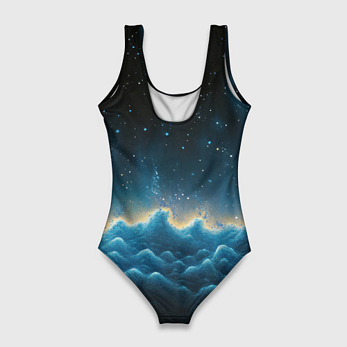 Женский купальник-боди Облака и черное небо текстура / 3D-принт – фото 2