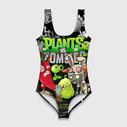 Женский купальник-боди Растения против зомби персонажи