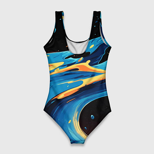 Женский купальник-боди Синяя волна из красок / 3D-принт – фото 2
