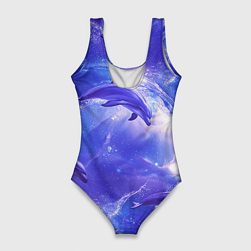 Женский купальник-боди Дельфины в волшебном море паттерн / 3D-принт – фото 2