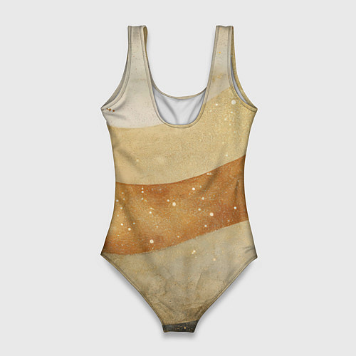 Женский купальник-боди Бежево-золотые полосы с блестками / 3D-принт – фото 2