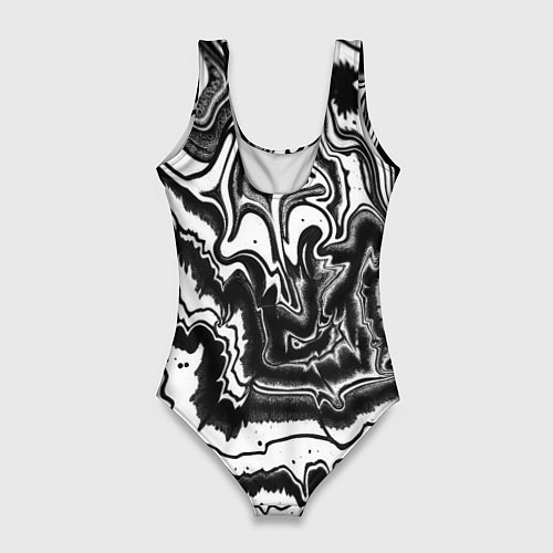 Женский купальник-боди Закрученные волны - чб абстракция / 3D-принт – фото 2