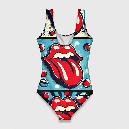 Женский купальник-боди Rolling Stones logo - pop art / 3D-принт – фото 2