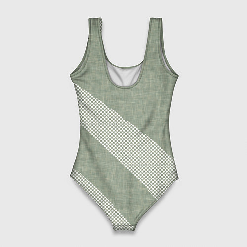 Женский купальник-боди Светлый серо-зелёный абстрактный / 3D-принт – фото 2