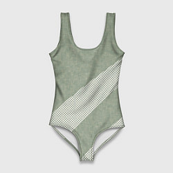Купальник-боди 3D женский Светлый серо-зелёный абстрактный, цвет: 3D-принт