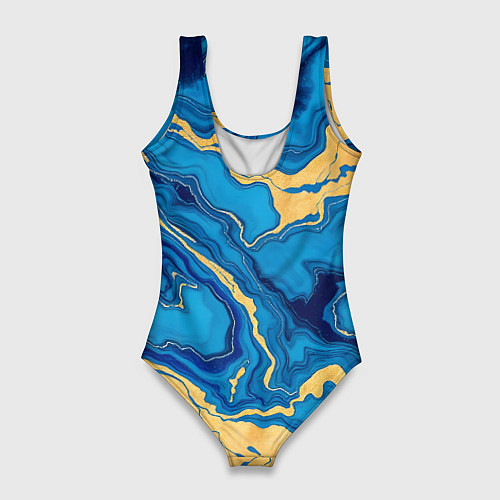 Женский купальник-боди Синий мрамор с золотом / 3D-принт – фото 2