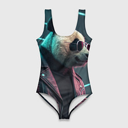 Купальник-боди 3D женский Cyberpunk panda, цвет: 3D-принт