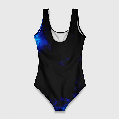 Женский купальник-боди Ведьмак лого синие краски / 3D-принт – фото 2