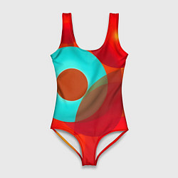 Купальник-боди 3D женский Оптическая абстракция с кругами, цвет: 3D-принт