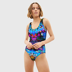 Купальник-боди 3D женский Абстракция стекло узор, цвет: 3D-принт — фото 2