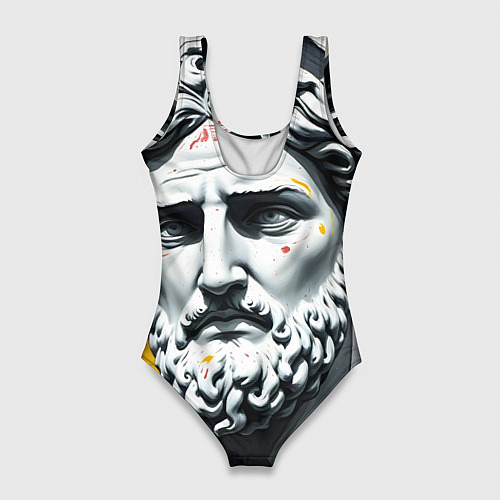 Женский купальник-боди Античный портрет и краска / 3D-принт – фото 2