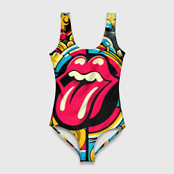 Женский купальник-боди Rolling Stones logo - pop art pattern