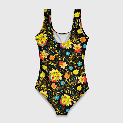 Женский купальник-боди Хохлома цветы / 3D-принт – фото 2