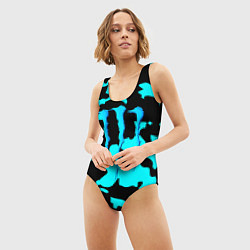Купальник-боди 3D женский Monster energy камуфляж голубой, цвет: 3D-принт — фото 2