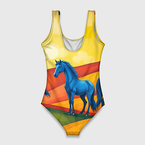 Женский купальник-боди Лошади в поле / 3D-принт – фото 2