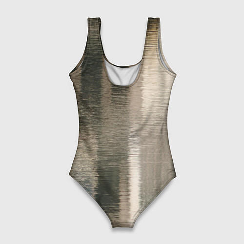 Женский купальник-боди Размытые серо-бежевые полосы / 3D-принт – фото 2