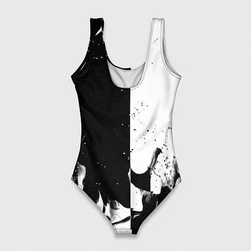 Женский купальник-боди Nasa черно белый огонь / 3D-принт – фото 2