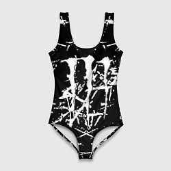 Купальник-боди 3D женский Monster energy белые штрихи краско, цвет: 3D-принт