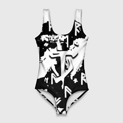 Купальник-боди 3D женский Doom символы краски, цвет: 3D-принт