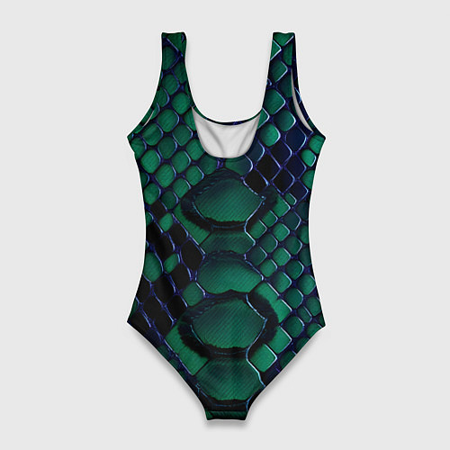 Женский купальник-боди Бирюзовая змеиная кожа / 3D-принт – фото 2